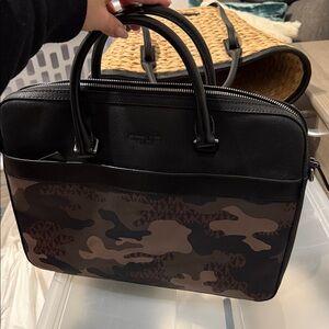 Michael Kors Black and Brown Camouflage Briefcase
